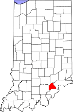 Map of Indiana highlighting Scott County