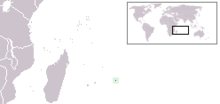 Map showing former range of the Rodrigues solitaire