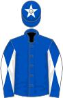Blue, white diabolo on sleeves and car on cap