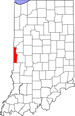 Vermillion County's location in Indiana