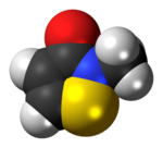 Space-filling model of the methylisothiazolinone molecule
