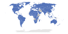 Map of the world showing signatory states of the Berne Convention