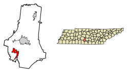 Location of Cornersville in Marshall County, Tennessee.