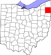 State map highlighting Trumbull County
