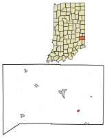 Location of Cedar Grove in Franklin County, Indiana.