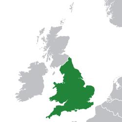 Location of England in 1700. (green) in Europe (green & grey)