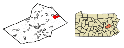 Location of Tamaqua in Schuylkill County, Pennsylvania.