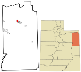 Location in Uintah County and the state of Utah