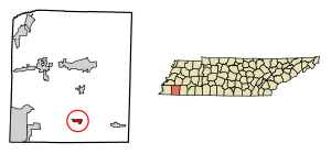 Location of Moscow in Fayette County, Tennessee.