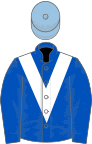 Royal blue, white chevron, light blue cap
