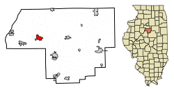 Location of Metamora in Woodford County, Illinois.