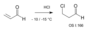 Addition of HCl to acrolein