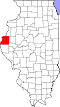 State map highlighting Hancock County