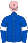 Royal blue, white armlets, pink cap