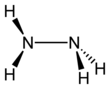 Stereo, skeletal formula of hydrazine with all explicit hydrogens added