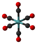 Ball and stick model of molybdenum hexacarbonyl