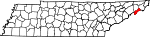 State map highlighting Unicoi County