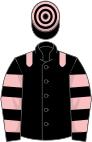 Black, pink epaulets, hooped sleeves and cap