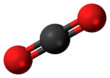 Ball-and-stick model of carbon dioxide