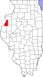 Map of Illinois highlighting Henderson County