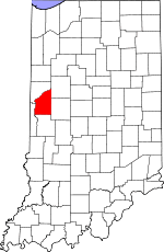 Fountain County's location in Indiana