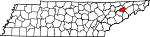 State map highlighting Hamblen County