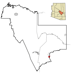 Location in Gila County and the state of Arizona
