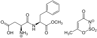 Skeletal formulas of aspartame-acesulfame salt