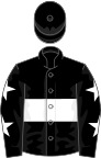 Black, white hoop, black sleeves, white stars