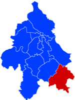 Location of Mladenovac within the city of Belgrade