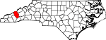 State map highlighting Haywood County