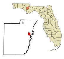 Location in Calhoun County and the state of Florida