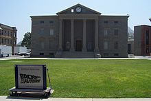 The courthouse with its clock tower set used in the film on Universal Studios' backlot.
