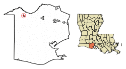 Location of Gueydan in Vermilion Parish, Louisiana.