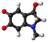 Ball-and-stick model of the adrenochrome molecule