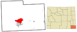 Location in Laramie County and the state of Wyoming.