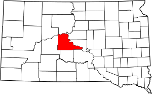 Map of South Dakota highlighting Stanley County