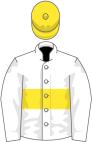 White, yellow hoop and cap