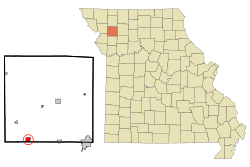 DeKalb County Missouri Incorporated and Unincorporated areas Stewartsville Highlighted.svg
