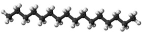 Ball-and-stick model of the hexadecane molecule