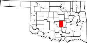 Map of Oklahoma highlighting Pottawatomie County