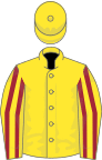 Yellow, maroon striped sleeves