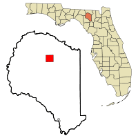 Location in Suwannee County and the state of Florida