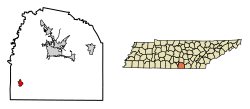 Location of Huntland in Franklin County, Tennessee.