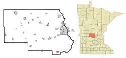 Location of Kimball within Stearns County, Minnesota