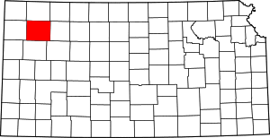 Map of Kansas highlighting Thomas County