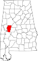State map highlighting Hale County