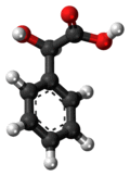 Ball-and-stick model of the mandelic acid molecule