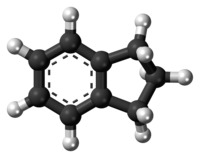 Ball-and-stick model of the indane molecule