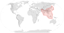 Map showing the range of Apis cerana